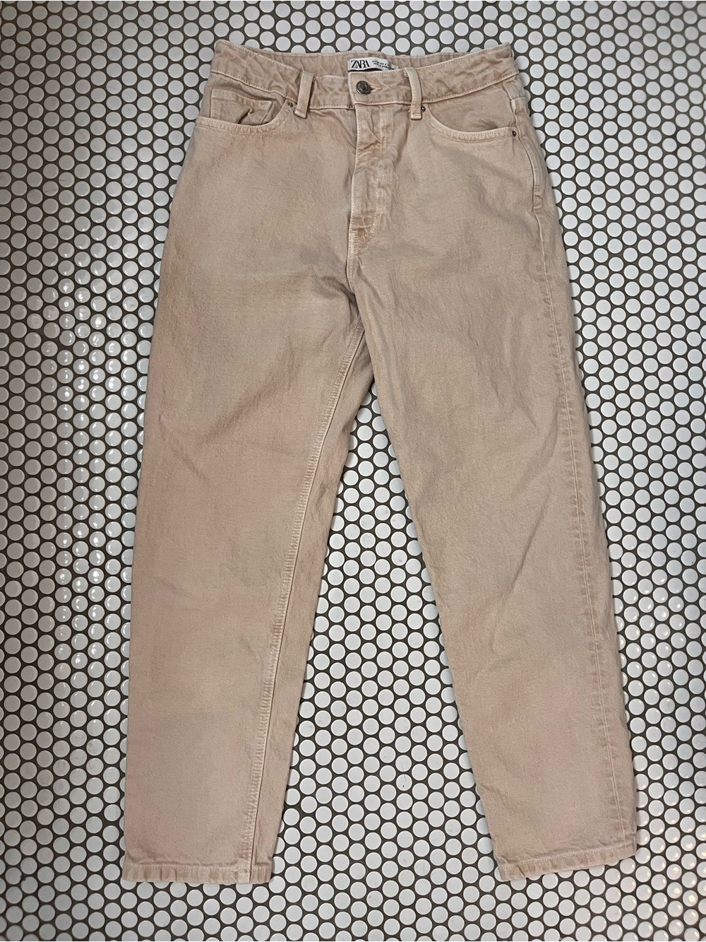 Zara Beige Straight-Leg Minimalist Jeans